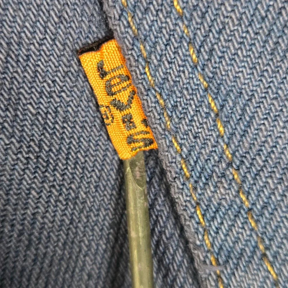 Vintage Levis 619 Orange Tab Jeans Mens 34x30 Dark Indigo Straight Leg Denim